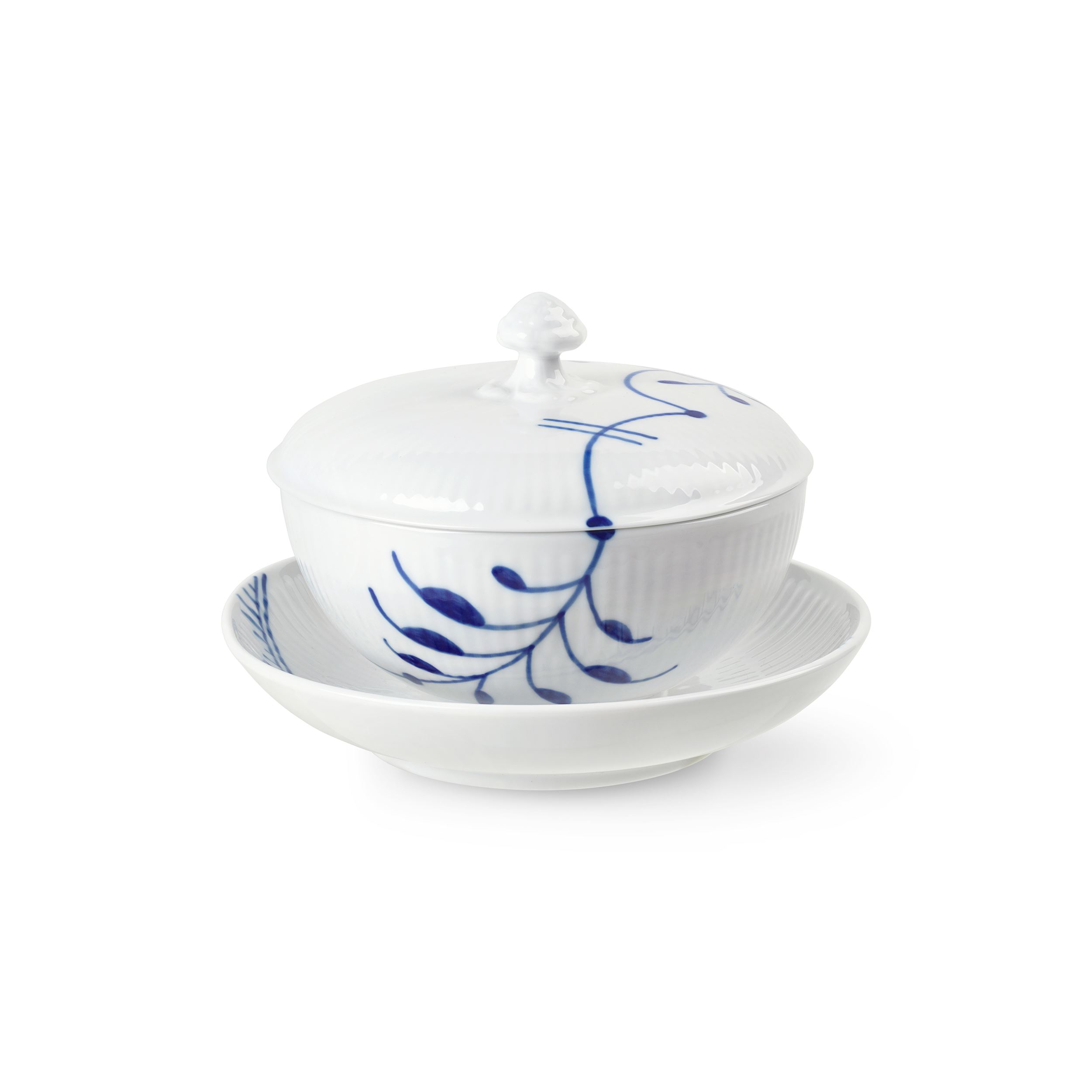 Blue Fluted Mega Bowl with Lid & Saucer 38 cl Royal Copenhagen