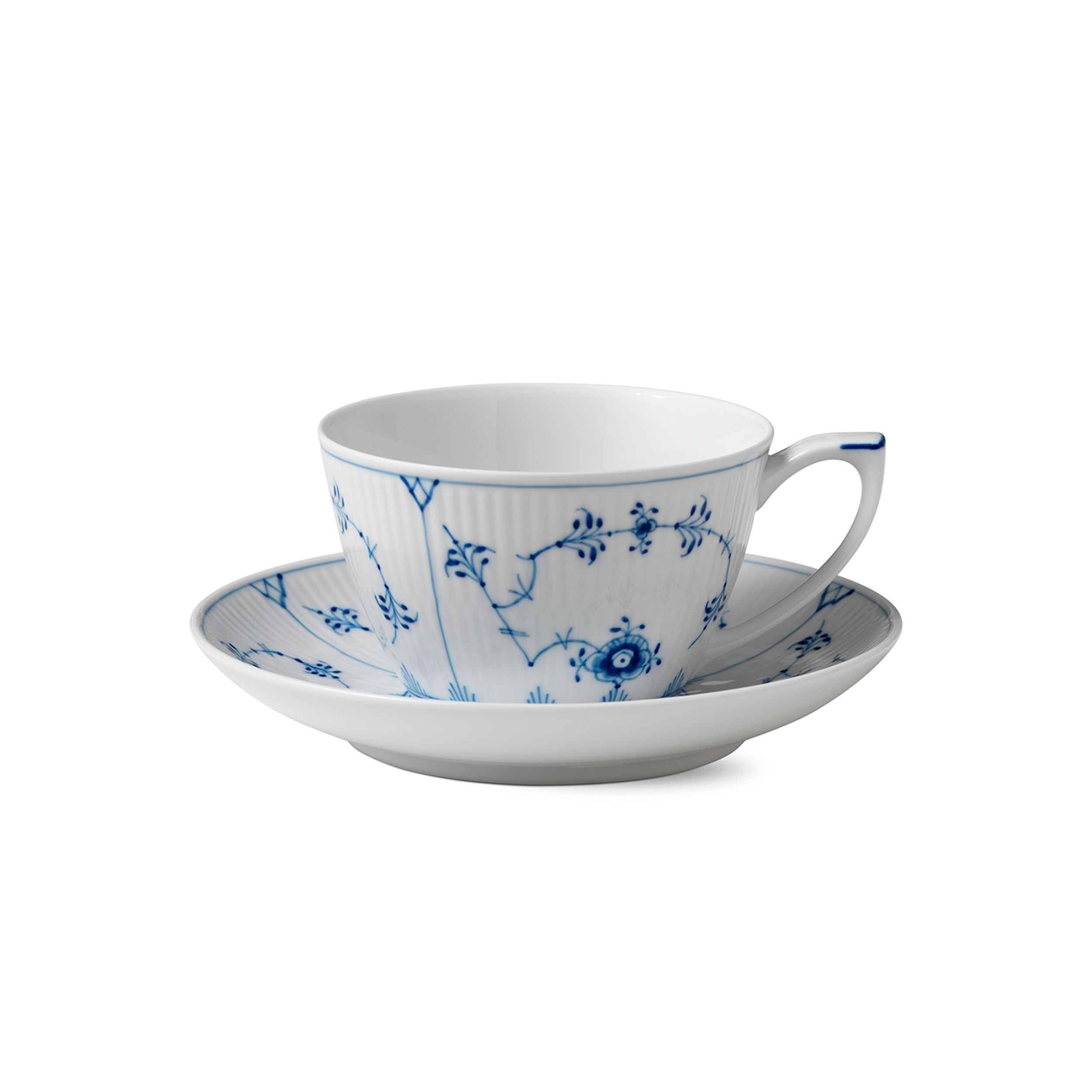 Blue Fluted Plain Cup and Saucer 28 cl