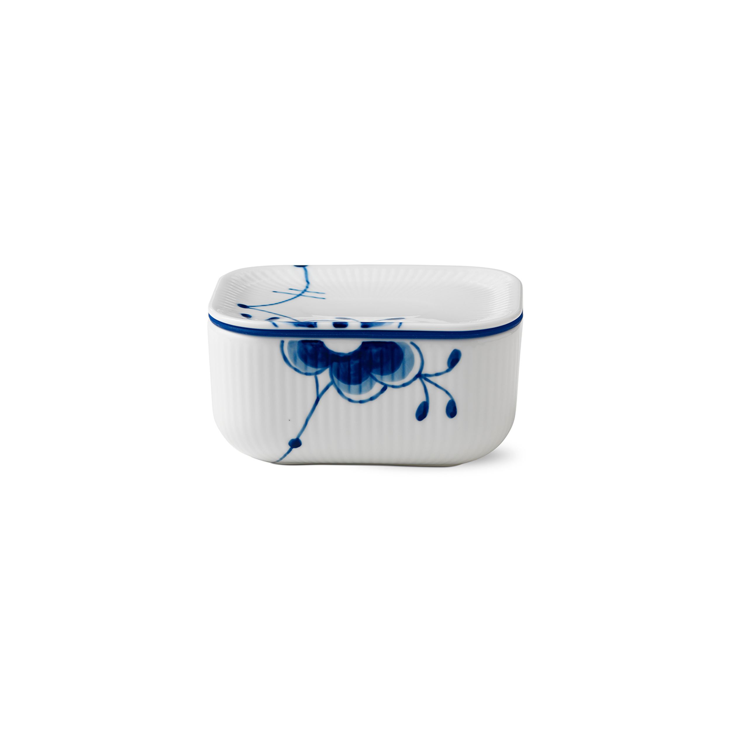 Blue Fluted Mega Butter Jar with Lid, 6.8 cm | Royal Copenhagen