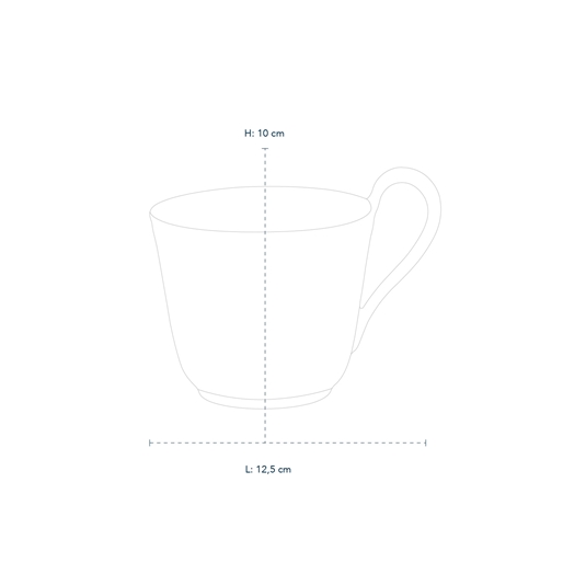 Line Drawing of Blue Fluted Mega High Handle Mug 33cl