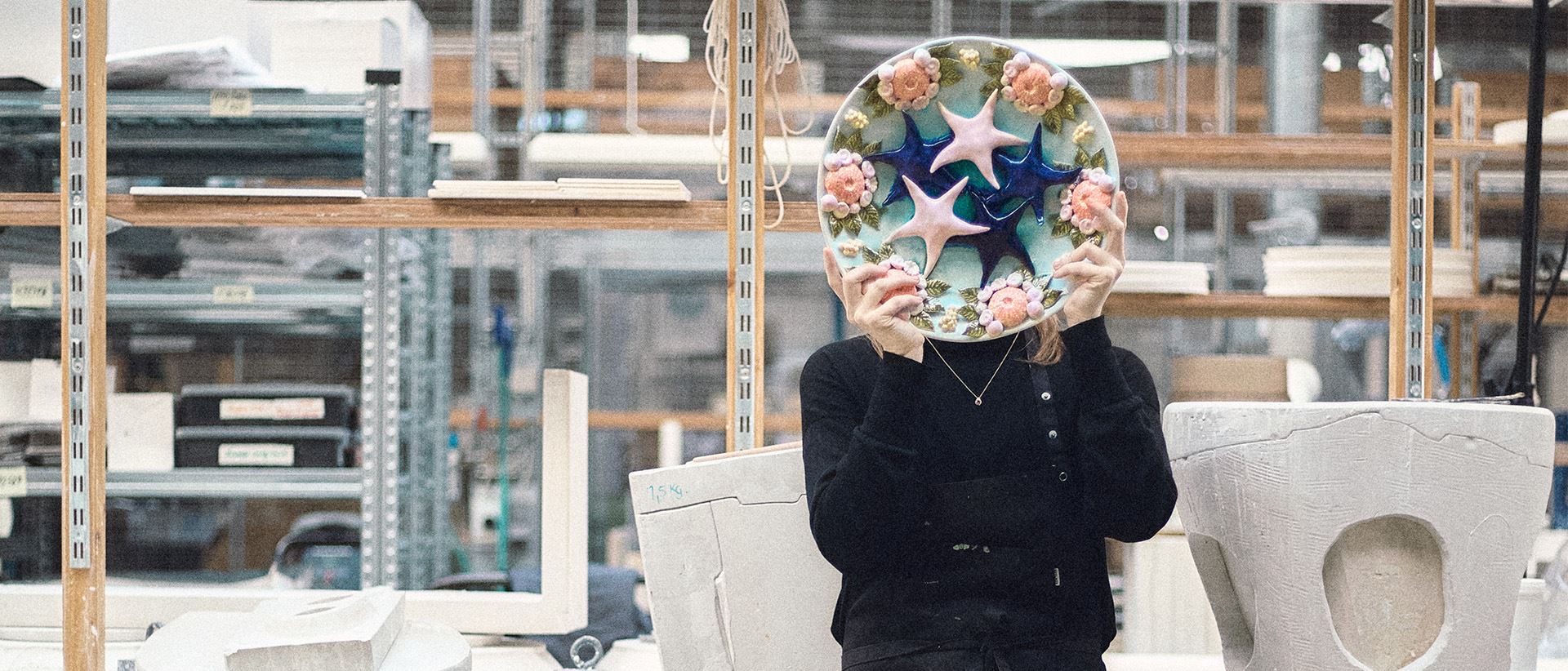 Klara Lilja with the art piece Ocean from the series As Above so Below by Klara Lilja x Royal Copenhagen